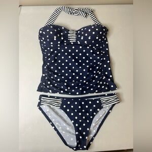 Relax By Tommy Bahama Two Piece Tankini Polka Dot Swimsuit Size Medium-See Pics